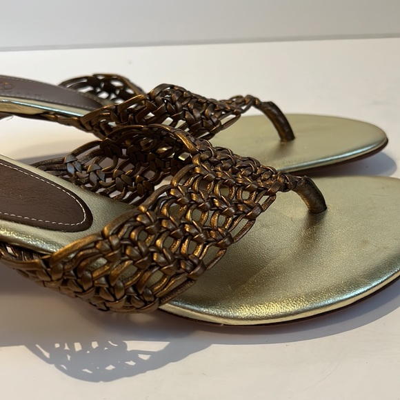 Cole Haan Gold Kitten Heels Sandals‎ Size 8 - Picture 2 of 10